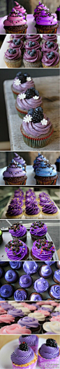 purple cupcake~~~ 这么多紫色的纸杯蛋糕~~~吃货请关注 @一切与美食有关