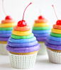 Rainbow Frosting Cupcakes by Sprinkle Bakes