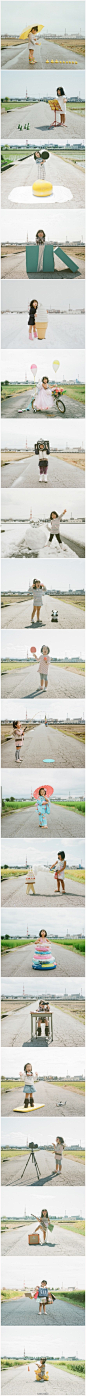 日本摄影师Nagano Toyokazu拍摄的奇妙创意, 记录了可爱的女儿成长历程。