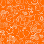 精美的手绘水果橙色背景矢量素材