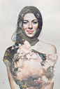 西班牙画家 Oriol Angrill Jordà出生于巴塞隆纳，年仅 27岁，目前定居于伦敦。他在学习绘画的阶段时尝试过粉彩、水彩、彩色铅笔、压克力颜料、石墨、木炭等不同的创作媒介，以绘画的方式，创造出类似“双重曝光摄影”的效果。西班牙画家笔下的创意女孩肖像画，这样的表达方式很蒙太奇