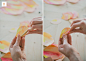 DIY纸花背景墙

一朵巨大的纸花，不仅可以用来做婚礼背景墙，还可以用到合影区、路引通道当中。快来学学这么美丽的纸花要怎么做吧！

材料：水彩纸 水彩颜料 画笔 剪刀 胶水

制作步骤：

step1：准备一张硬一点的纸，用画笔涂上你喜欢的颜色，颜色越丰富越漂亮。

step2：等到纸张干燥后。将花瓣的形状画在纸上。

step3：继续绘制花瓣。并将它们剪下。

tips：不要丢掉剪下来的废纸。之后你可能还可以在中间剪出想要的花瓣。

step4：在花瓣中间剪一个小口。

step5：在开口处涂上胶水。
