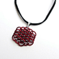 Red chainmail Dragonscale pendant necklace