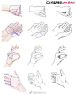 手绘动漫速写人物手部画法，可以先按图片方法画出手掌和手指的走向线条，再加粗即可。
#手绘# 手绘教程超话 #手绘教程# #绘画教程# #绘画# ​​​​
