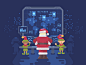 Santa's secret lab interface futuristic elf new year santa claus christmas character vector illustration flat design