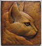 SculptureGeek says: "An Art Nouveau style portrait of my late and beloved cat, Rufus. A parting glance over the shoulder. He really did look that intense, but I think the style is also influenced by the classic ancient Egyptian reproduction work I do