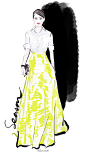 #jjseason插画# #时尚##插画# ---#陈乔恩# 身着Carolina Herrera长裙和Ports 1961的白衬衫，帅气亮相2015网易有态度盛典红毯 。“每个人都有每个人的想法，有自己的态度就是在不为难、不让大家难受的情况之下尽量做自己”——陈乔恩