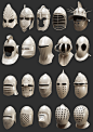 欧式盔甲装备 欧洲 中世纪 骑士战士士兵 头盔 铁盔 头部护甲