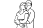 3) 舒適的姿勢，由男士從後抱著女士，兩人可以望向鏡頭、對望，甚至接吻更加親密感。