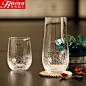 无铅水晶玻璃 冰裂纹特色玻璃水杯 创意玻璃杯透明水杯刻花果汁杯的图片