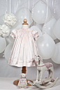 VICTORIA - Hand Smocked Pale Pink Special Occasion Dress : VICTORIA    An adorable little bishop for that extra special occasion. Would be perfect as a Naming day or for after the Christening dress.    Made of