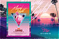 Miami Night 80's Synthwave Flyer Template : Miami Night 80's Synthwave Flyer Templates Photoshop
