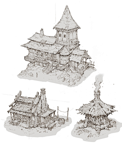 蓝酥鸡采集到绘画.建筑和场景