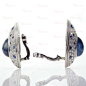 CARTIER Panthere Diamond Sapphire Platinum Earrings image 4@北坤人素材