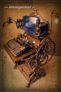 fully functional steampunk workstation... with keyboard, mouse, screen, plasma bulbs, lamps, webcam, nixie clock and various other gadgets....  runs with windows 1900...  www.steampunker.de/en www.facebook.com/steampunkArtwork