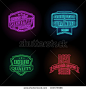 Vector glow neon modern template set of sale discount offer and quality product logo