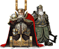 Giselbert Ironeye, King of the Dwarven Kingdom of the Fifthlings, and one of his soldiers