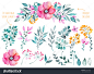 向量花卉set.Colorful紫色花收集叶子和花,画水彩。五颜六色的花卉收集用鲜花+ 1美丽的花束。你的作文的花卉元素。-背景/素材,自然-海洛创意(HelloRF)-Shutterstock中国独家合作伙伴-正版图片在线交易平台-站酷旗下品牌