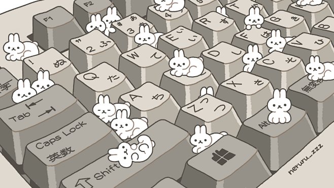 兔子键盘插画 ipad壁纸 | 电脑壁纸