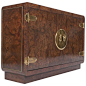 Mastercraft Burl and Brass Two-Door Cabinet