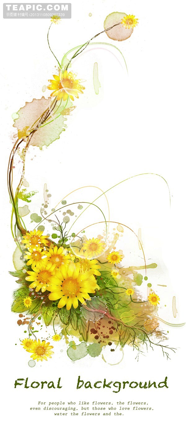水彩黄色花卉图片素材