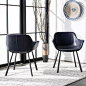 Arlo Mid Century Dining Chair (Set of 2) - Midnight Blue/Black - Safavieh, image 2 of 9 slides