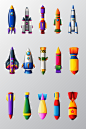 卡通彩色人造飞船火箭