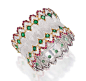 18 KARAT TWO-COLOR GOLD, EMERALD AND RUBY BANGLE-BRACELET, BUCCELLATI