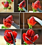 草莓做成的玫瑰，送给你心爱的人吧~