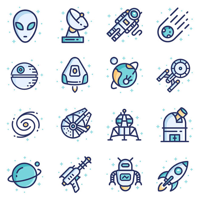 星际宇宙外星人飞船星球科技感图标icon...