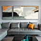 横幅抽象客厅装饰画双联壁画现代简约北欧沙发背景墙大幅组合挂画-淘宝网