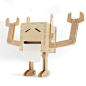 GeekCook极客库经典囧机器人DIY趣味木质懒人纸巾盒家用创意礼物