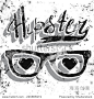 Hipster style. Vector watercolor fashion design print for summer t shirt with sunglasses, hearts. Vector element for your design