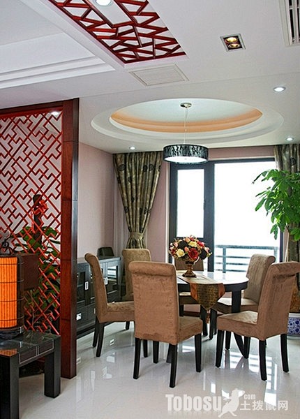中式各种客厅餐厅装修设计图