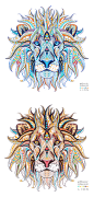 [美工云]Colorful手绘炫彩狮子头Ai矢量源文件下载：