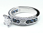 Princess Cut Diamond Vintage Engagement Ring  Blue-Sapphire Accents