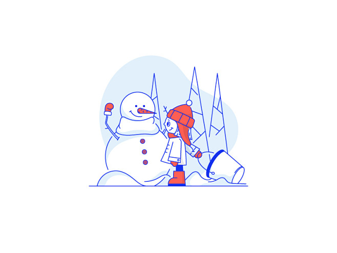 圣诞节例证#2女孩字符雪人圣诞节设计li...