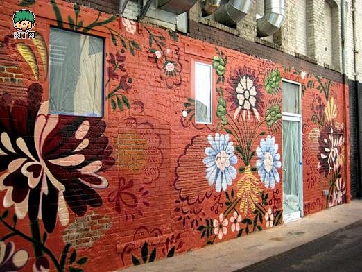 创意精美时尚的涂鸦花卉室外艺术墙 非凡涂...