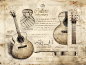 Handmade Guitars : Illustrations of a traditional workshop and custom made guitars for Elly Guitar Co. 