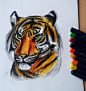 Tiger with Oil Pastels by NikkouViolet