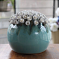 创意装饰品摆件欧式美式摆设清新花朵软列道具陶瓷蓝色装成风格