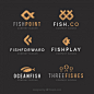 Fish logos collection for companies branding Free Vector