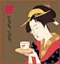 【矢量AI可下载】古朴的色调，充满了古典日式之美的和服美女，这张插画适合表现，茶道，日式历史，古典文化等方面的创意素材。你可以运用在茶叶的包装上，茶餐厅的海报宣传上，或者是于日本有关的设计页面上。