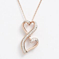 Love Is Forever 14k Rose Gold Over Silver 1/5-ct. T.W. Diamond Double Heart Pendant