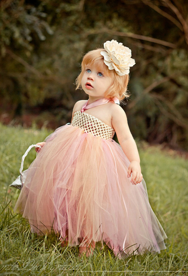 穿蓬蓬裙婚纱的小花童们，甜美可爱从小开始...