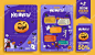 Halloween kids menu template design with cute cartoon halloween characters Premium Vector