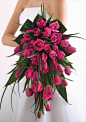 Hot Pink Tulip and Rose Cascade | pink wedding flowers