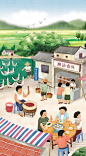 广州潮家人主题餐厅墙画手绘插画设计