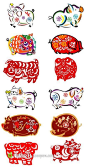 中国传统剪纸图案猪矢量图片素材设计背景模版下载 - 素材公社 tooopen.com