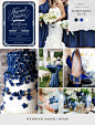 From cobalt to navy, a monochromatic palette of blue hues is sure to result in wedding elegance. Combine it with ivory or white for a classic look.